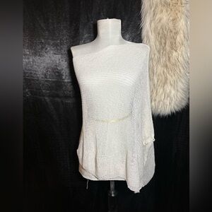 White Sheer One Shoulder Knit Poncho Top – Festival & Resort Ready